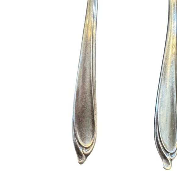 Vintage Silver Plated Salad Serving Spoon & Fork Set With Elegant Design - Picture 3 of 11